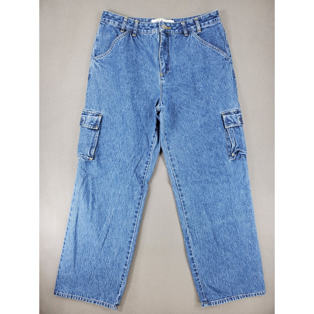 Express Bleus Cargo Jeans Womens 13/14 Blue Vintage High Rise Relaxed Straight